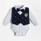 Боди Крошка Я "Костюм корона", синий/серый, рост 80-86 см