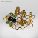 Брошь "Пчела" на сотах, цветная в золоте