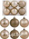 Christmas tree balls, 6 pcs, 6 cm in diameter, champagne color