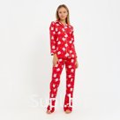 Пижама новогодняя женская (рубашка и брюки) KAFTAN Мишки, цвет красный, размер 52-54