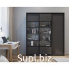 Библиотека-купе HOBBY 222х45х210 GGD Темно-серый-Белый шёлк