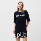 Женское домашнее платье "New york", цвет чёрный, размер 48
