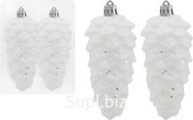 Christmas tree decorations, 2 pcs. Size: 4.9 x 4.9 x 11 cm. Color: white.
