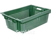 Ящик перфорированный 600×400×200, арт.: 102-У, объём 37, зелёный, код: 09230