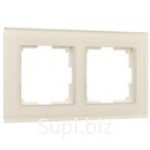 Рамка W0021141, 2 розетки Favorit, молочный, стекло