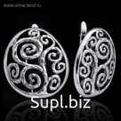 Серьги "Узорио", цвет чернёное серебро