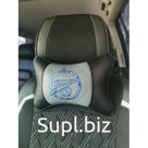 Подушка автомобильная на подголовник,косточка, ФК ЗЕНИТ ортопедическая. эко-кожа , черно-серая