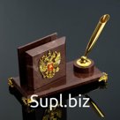 Визитница "Мини с гербом", на бронзовых ножках, лемезит