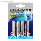 Батарейка солевая Pleomax Super Heavy Duty, AA, R6-4BL, 1.5В, блистер, 4 шт.