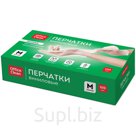 Перчатки виниловые белые OfficeClean, неопудренные, прочные, разм. M, 50 пар (100шт.), карт.короб.