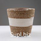 Кашпо плетеное "Танзания", 25,5х25,5х23 см, натуральный, белый