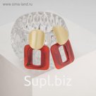 Серьги пластик "Комильфо", цвет красный в золоте