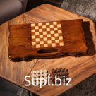 Нарды ручной работы "Стандарт", с ручкой, 60х30 см, с шахматным полем, массив ореха, Армения