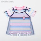 Футболка для девочки, цвет мультиколор, полоска, рост 116 см