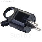 Вилка угловая TDM, 16 А, 250 В, IP20, с з/к, с ушком, черная