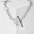 Колье "Цепь" три кольца, цвет серебро ,50см