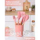 Набор кухонных принадлежностей Доляна «Фаварис», 7 предметов, 34×12.5×12.5 см, розовый