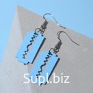 Серьги металл "Лезвие", цвет небесно-голубой