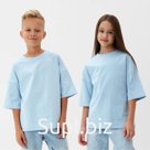 Футболка детская MINAKU: Basic Line KIDS, голубая, рост 128 см