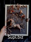 Панно для дома и интерьера «Бронзовая лошадь и осень» - изготовление на заказ