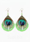 Серьги «Павлин», 5×8 см, зелёные