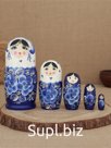 Матрешка "Синий букет" 5 кукольная