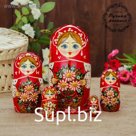 Матрёшка «Флора», красный платок, 5 кукольная, 17 см