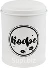 2500ml metal coffee can with lid, large, round, size: 13.8 x 18.3 cm, color: white