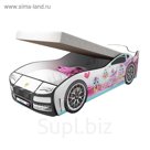 Кровать машинка «Турбо 2», с подъёмным матрасом, без подсветки, цвет белый