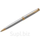 Ручка шариковая Parker "Sonnet Stainless Steel GT" черная, 1,0мм, поворот., подар. уп.