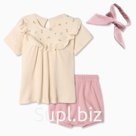 Комплект: платье, шорты, повязка «Крошка Я» Wildflowers, рост 68-74 см, бежевый