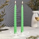 Набор свечей витых, 2,2х 25 см, 2 штуки, зелёный