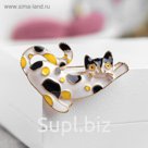 Брошь "Кошка" ленивица, цветная в золоте