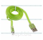 USB DATA кабель - BLAST BMC-211, Lightning, для iPhone/iPad/iPod, зеленый, плоский, 1 м.