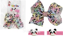 Panda hair clips, 3 pcs (2 pandas, 1 bow)