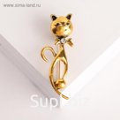 Брошь "Кошка", цвет чернёное золото