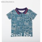 Футболка поло для мальчика, цвет тёмно-голубой принт, рост 110 см