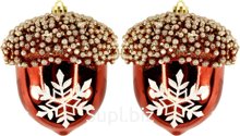 Christmas tree decorations: 2 acorns, 9x9x10 cm, color: red-brown
