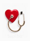 Брошь «Стетоскоп» с сердцем, цветная в золоте