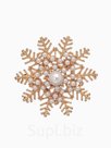 Брошь «Снежинка» роскошная, цвет белый в золоте