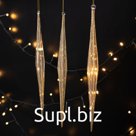 Набор стеклянных елочных украшений "Сосулька", золото, 3 шт., 29.5 см