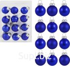 Christmas tree balls, 12 pcs, 2 cm in diameter, blue (glass)