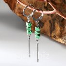 Серьги "Гематит" трио, кубики, цвет зелёный в серебре, 5,5см