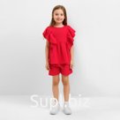 Комплект для девочки (блузка, шорты) MINAKU, красный, рост 98 см