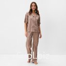 Пижама женская (рубашка, брюки) KAFTAN Silk «Полоса», размер 48-50, пудровая