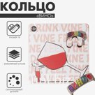 Кольцо с надписью «Вино», цветное в серебре, размер 18