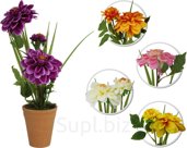 Decorative Dahlia flower in a pot. Size: 120x120x345mm.