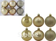 Christmas tree balls, 6 pcs, 6 cm in diameter, gold color