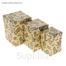 Набор коробок 3 в 1 крафт "Веточки", 12,5 х 12,5 х 16 - 8,5 х 8,5 х 12,5 см