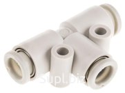 SMC KQ2 Pneumatic Tee Tube-to-Tube Adapter, Push In 6 mm x Push In 6 mm x Push In 6 mm, Тройник